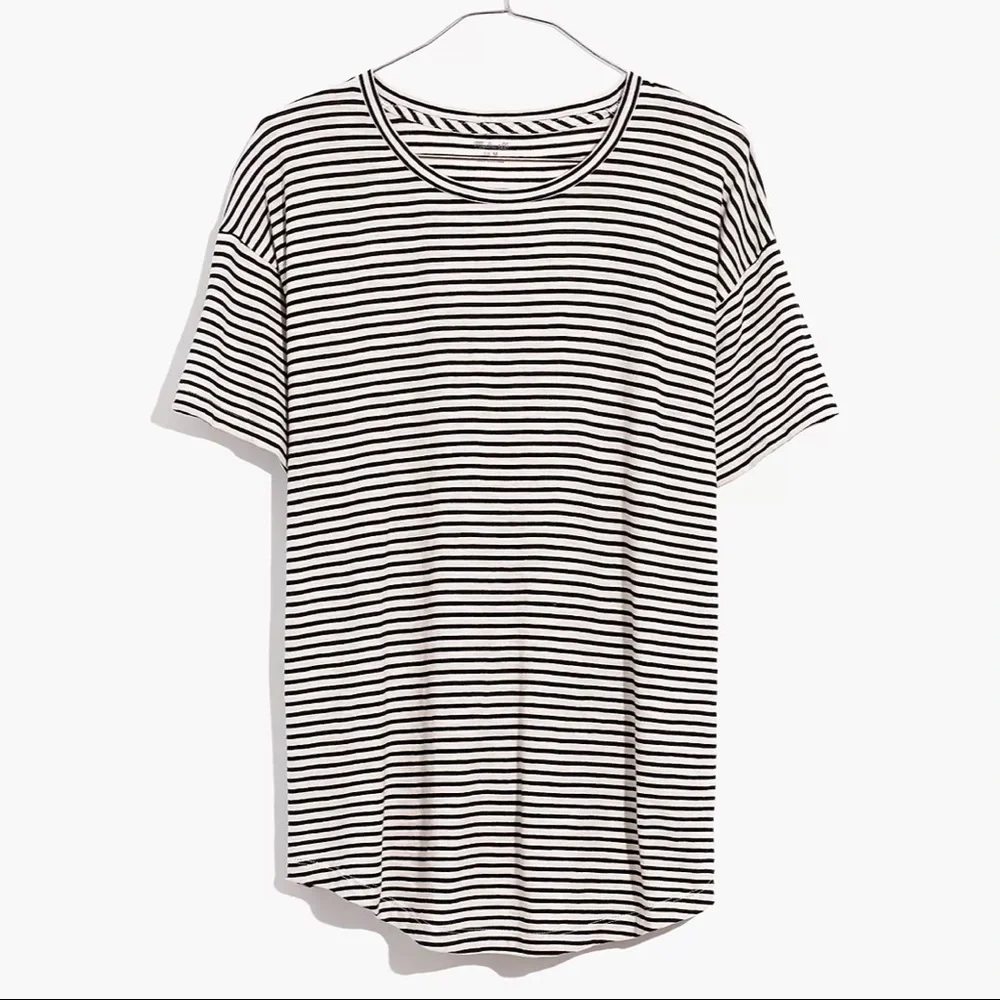 Madewell | B&W Whisper Cotton Crewneck Tee Shirt Top - Size XS - Picture 5 of 11